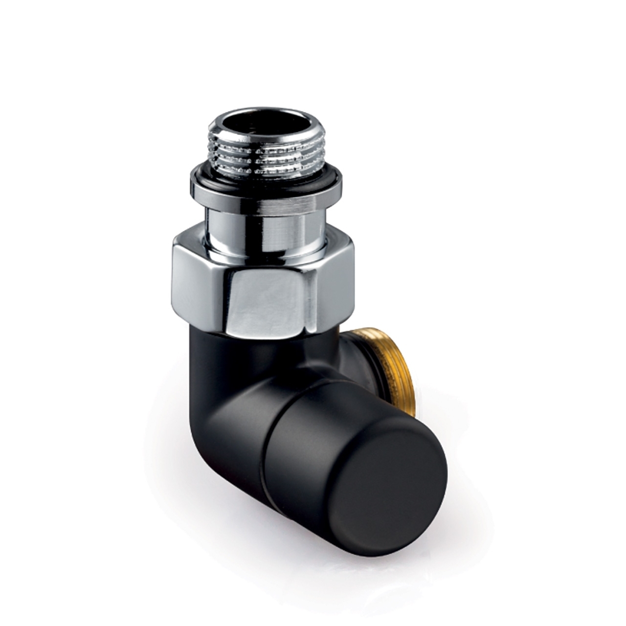 Кран-термостат Resideo V2483L0015A Matt black, double angle left, DN 15, kvs 1.18, Rp 1/2 inch