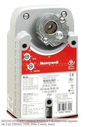S05230-2POS-SW1 привод SmartAct с возвратной пружиной, 2-pt, 230Vac, 10VA, 5Нм, 2 конц. выкл