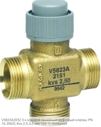 V5823A2052 3-х ходовой линейный муфтовый клапан, PN16, DN20, Kvs 2.5, 6,5 мм, 120 °C Honeywell